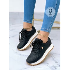 GENERICO - Tenis Oxford Casual Dos Líneas Mujer Dama Madre Zapatos-Negro