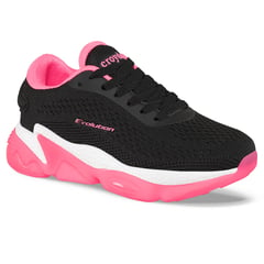 CROYDON - Tenis Running Murin Negro-Fucsia para Niña