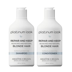 AMAZONICA BELEZA - SHAMPOO Y ACONDICIONADOR PLATINUM LOOK REPARA Y MATIZA EL PELO RUBIO