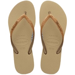 HAVAIANAS - Chanclas Sandalias Slim Glitter Brillo Mujer Beige