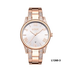 LOIX - Reloj mujer L1260-3 Oro rosa tablero plateado