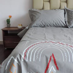 TALAMO HOGAR - Juego de duvet estampado gris 180 hilos EXTRADOBLE