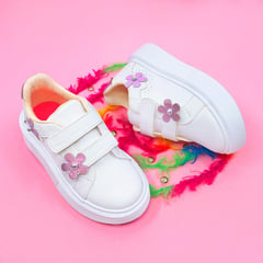 PAPOS - Zapatos Casuales para Niñas Shine Blanco y Lila