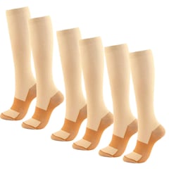 VITALIA TECHNOLOGY - Medias de Compresion Vitalia Mujer Hombre 20-30 mmHg Set x 3 - Beige - S/M