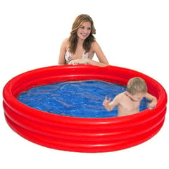 AVENLI - Piscina Inflable Niños Grande 3 Aros 122x 25cm Sunclub - Rojo - 190L