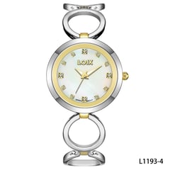 LOIX - Reloj mujer L1193-4 Plateado con dorado tablero blanco