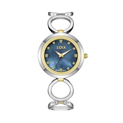 LOIX - Reloj mujer L1193-5 Plateado con dorado tablero negro