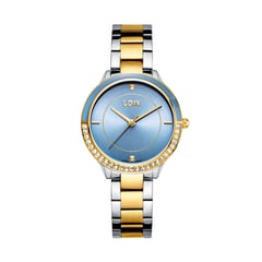 LOIX - Reloj mujer L1185-2 Plateado con dorado tablero azul