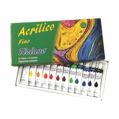 TIZIANO - Set Acrílico x 12 Tubos de 12 ml