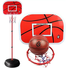 MARKET TOYS - Cancha Baloncesto + Malla + Balón + Inflador Metálica