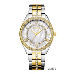 LOIX - Reloj mujer L1227-3 Plateado con dorado tablero blanco nácar