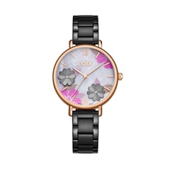 LOIX - Reloj mujer L1212M-2 Negro con tablero blanco