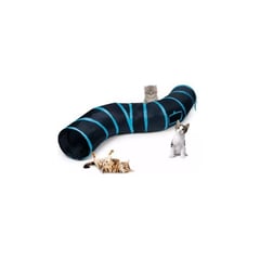 GENERICO - Túnel Interactivo Plegable para Mascotas Gato Azul Marino