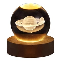 LUMBERMAN - Lámpara Led 3D Esfera Cristal Proyector Saturno+Astronauta Portacelu