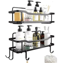 ONE PIXEL - Organizador De Ducha Repisa Baño Adhesivo Set 2 Inoxidable - Negro