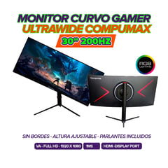 COMPUMAX - Monitor Gamer Ultrawide Curvo 30 200hz Parlantes Incluidos