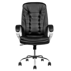 SILLETI - Silla Oficina Ergonomica Presidencial Atlanta Cuero Sintetico Negro