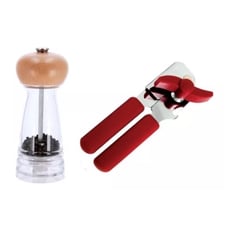 NORPRO - Combo Molinillo Para Sal Y Pimienta Abrelatas De Lujo Rojo