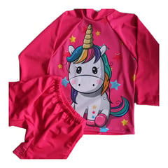 GENERICO - Traje Vestido de Baño Niña Unicornio Fucsia