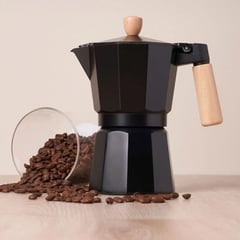 GENERICO - Moka Italiana Café Espresso Casa 300ml Madera Aluminio Negra