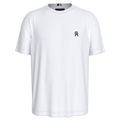 TOMMY HILFIGER - Camiseta blanca de cuello redondo con monograma TH