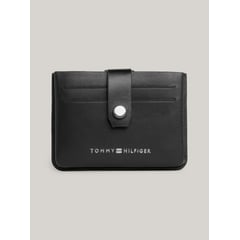 TOMMY HILFIGER - Tarjetero negro Prep de cuero moldeada