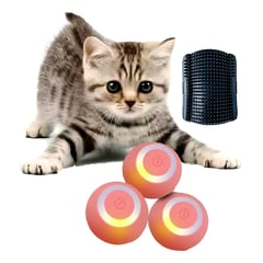 XALTA - Combo Pelota Bola Inteligente Para Gatos Rosa + Rascador Esquina