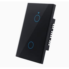 GENERICO - Switch Inteligente Táctil Wifi Google Home Y Alexa 2 Botones Negro