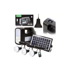 GENERICO - Kit Panel Solar Con Batería Y 3 Bombillos De 3w Carga Usb 5v