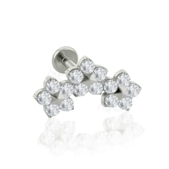 AGHA JEWELRY - Titanio Arete piercing Triple flor Cristal Zirconia Cúbica para Lóbulo