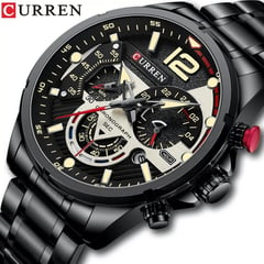 CURREN - Reloj Curren 8395 Elegante Plateado con Esfera Negra