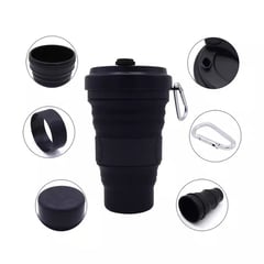 GENERICO - Mug Plegable 450ml Silicona Negro