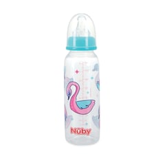 NUBY - Botella Redonda Cisne 240Ml Con Tetina De Silicona