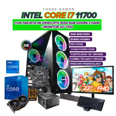 INTEL - PC CORE I7 11700 T VIDEO RTX3050 6GB 16GB RAM SSD 512GB MONITOR 22" FHD