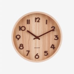 PRESENT TIME - Reloj Pared Silencioso Madera Pequeño Beige