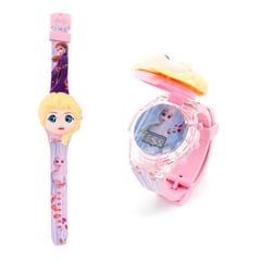 GENERICO - Reloj Niñas Digital Luces Sonido Tapa Infantil Frozen Elsa.