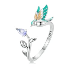 GENERICO - Anillo Ajustable Pajáro Colibrí Regalo Mujer En Plata 925