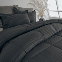 GENERICO - Plumon Duvet Medida Doble Microfibra Negro 1.40 x 1.90