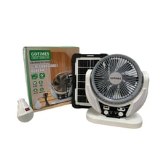 GENERICO - Ventilador Portátil Recargable Con Panel Solar Y Bombillo