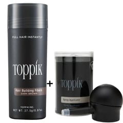 TOPPIK - Fibras Capilares Color Castaño Oscuro + Aplicador