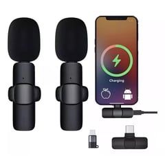 GENERICO - Micrófonos Inalámbricos Solapa 2 En 1 Para iPhone/tipo C Color Negro