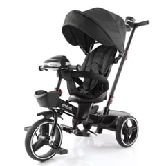 BABY BOOM - Triciclo Paseador Gris mp3 Bluetooth Reclinable y giratorio 360