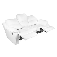 MUEBLES FIOTTI - Sofa Reclinable 3 Puestos Blanco Ecocuero Wayland