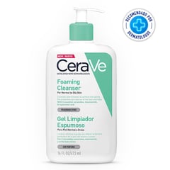 CERAVE - Gel Limpiador Facial Espumoso Piel Normal a Grasa 473 ml