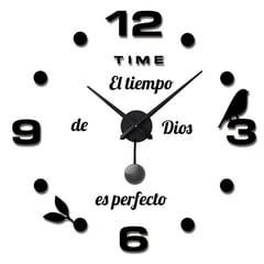 COOL TIME RELOJES - RELOJ DE PARED CON PENDULO + FRASE EN VINILO NEGRO