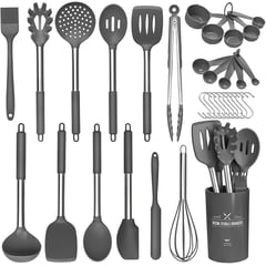 KOBALT - Juego de utensilios de cocina de silicona GRIS