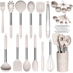 KOBALT - Juego de utensilios de cocina de silicona BEIGE