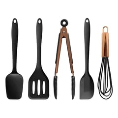 XALTA - Kit De Utensilios En Silicona 5 Piezas Cocina Reposteria Negro