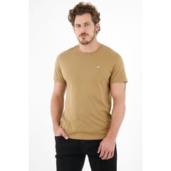 TENNIS - Camiseta café con mini bordado para hombre