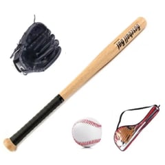 GENERICO - Set De Baseball Kit Béisbol Bate De Madera Guante Y Pelota